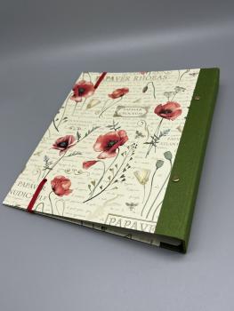 Ringbuch Planer Mohnblumen grün rot Nieten Rückseite